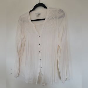 Christopher & Banks Cream Button Down Blouse Size S, 100% Rayon